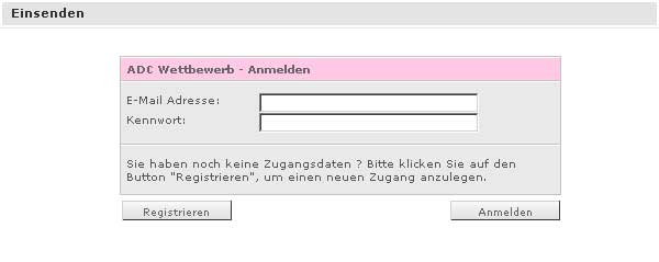 Es erscheint nun rechts neben dem Navigationsbereich eine Login-Seite ...